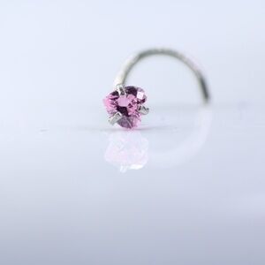 cute crystal rose heart Nose Piercing Corkscrew Surgical steel 20g New